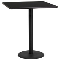 Flash Furniture XU-BLKTB-3636-TR24B-GG 36" Square Black Laminate Table Top with 24" Round Bar Height Table Base